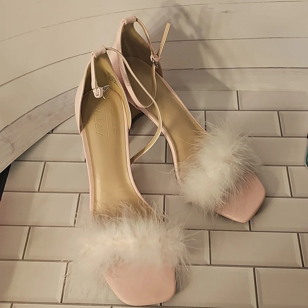 Apt. 9 Pink Feathered Heels - Picture 3 of 8